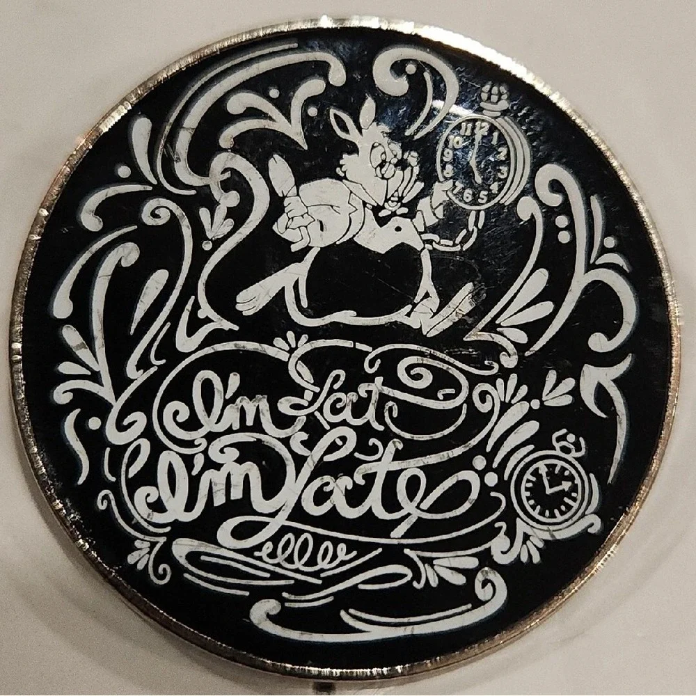 Disney Pin Alice In Wonderland White Rabbit‎ I'm Late Black & White 00009